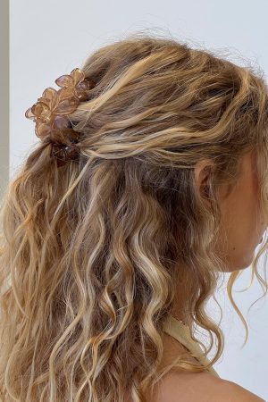 Radiant Beam Floral Hair Clip Brown