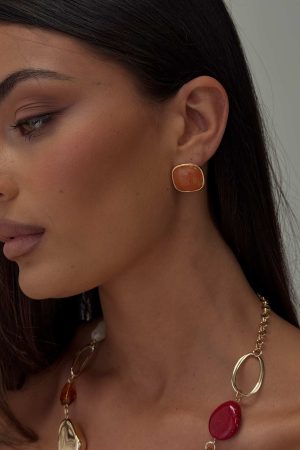 Tiera Gemstone Earrings Gold