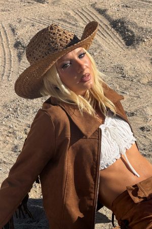 Double Take Woven Cowgirl Hat Tan