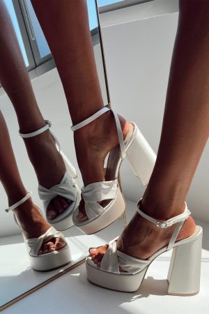 Everlasting Satin Platform Heels Champagne