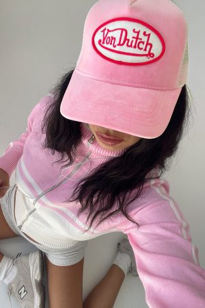 Von Dutch Velvet Trucker Hat Pink