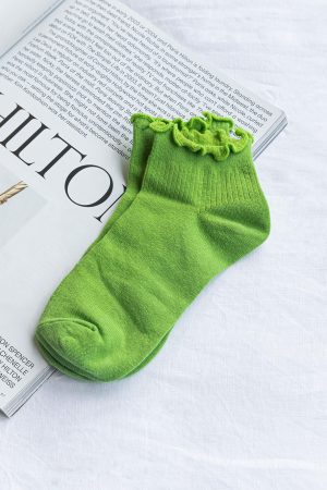 Ribbed Ruffle Socks Matcha