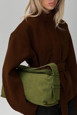 Seraphia Faux Suede Shoulder Bag Green