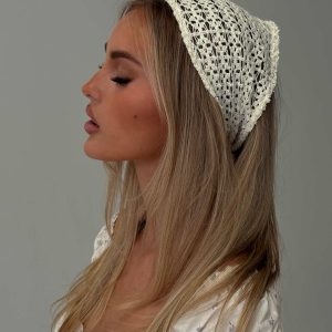 Keighla Crochet Hair Scarf Cream