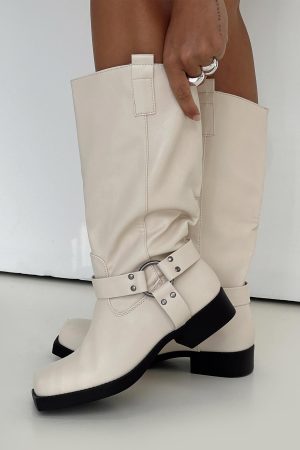 Wrecked Western Boots Cream