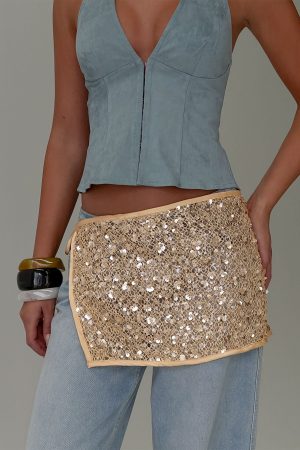 Sonique Sequin Crochet Sarong Gold