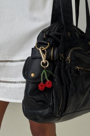 Good Influence Beaded Cherry Keychain Gold / Multi