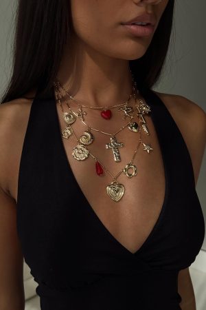 Cash Out Layered Charm Necklace Gold