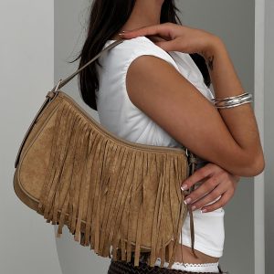 Estie Tassel Shoulder Bag Taupe