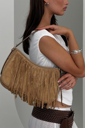 Estie Tassel Shoulder Bag Taupe