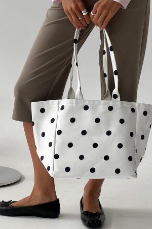 Anetta Tote Bag White Polka