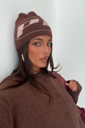 Rhiara Beanie Brown / Pink