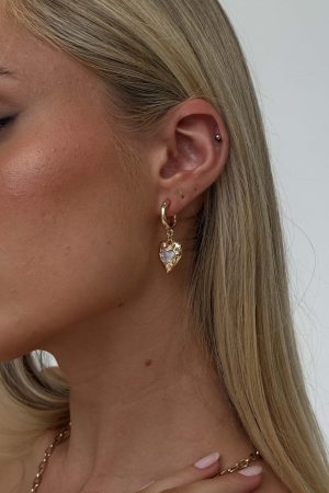 Live In Reality Heart Earrings Gold