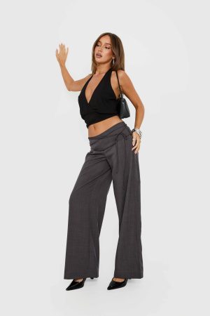 Silver Moon Tie Pants Charcoal