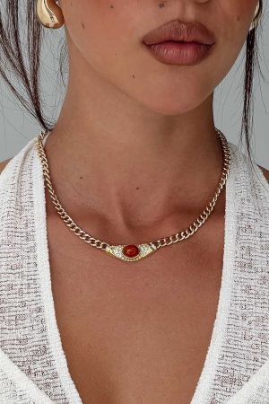 No Place Like Home Necklace Gold / Red