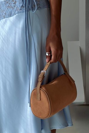 Brennah Faux Suede Shoulder Bag Tan