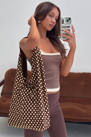 Sunday Sunrise Slouchy Bag Brown Polka