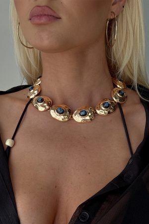 Donella Chunky Stone Necklace Gold