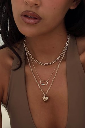 Double Date Layered Necklace Gold