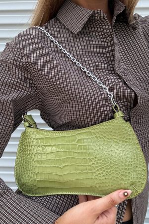 Gwynne Faux Leather Shoulder Bag Green