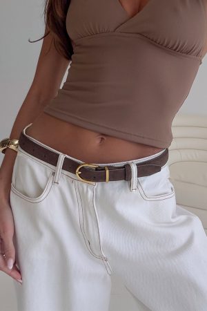 Jaslynn Faux Suede Belt Brown