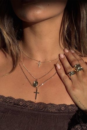 Broken Clocks Layered Necklace Gold