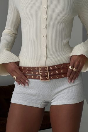Dusk Dipped Layered Belt Brown / Gold