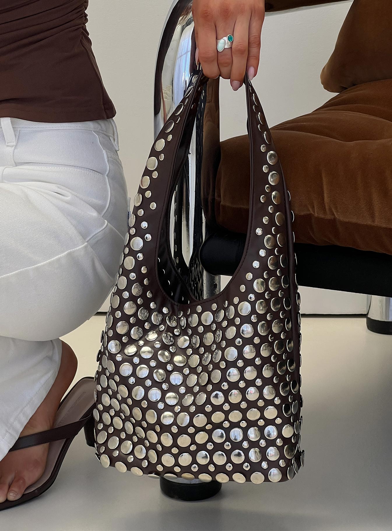 In The Crowd Shoulder Bag Brown / Silver - Image 6