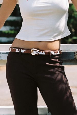 Wild Wild West Faux Suede Belt Cow / Gold