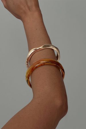 Want Your Love Resin Cuff Set Gold / Brown