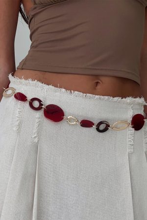 Felon Beaded Chain Belt Gold / Red