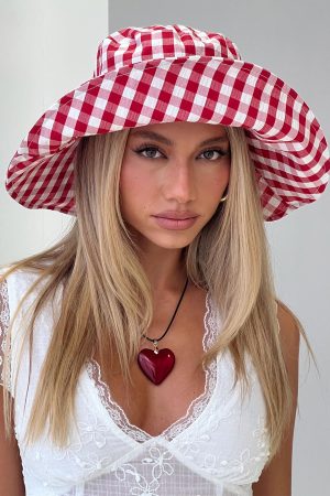 Leina Hat Red Gingham
