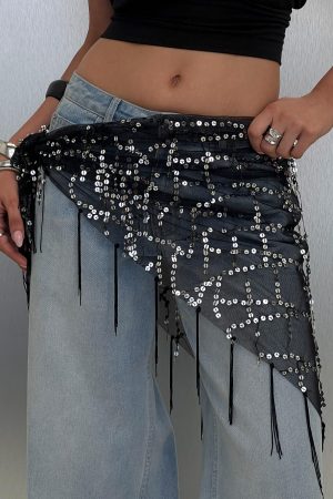 Eager Heart Sarong Sequin Black / Silver