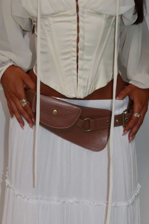 Flourish Faux Leather Belt Brown