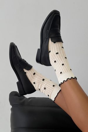 Somebody Else Frill Socks White Polka