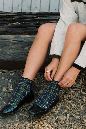 Zaylenna Frill Socks Navy Check
