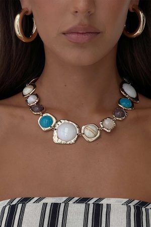 Evelynne Gemstone Necklace Gold