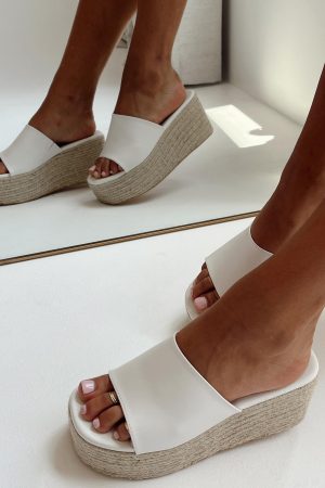 Arton Espadrille Platform Sandals White