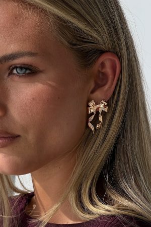 Keep A Secret Bow Earrings Gold