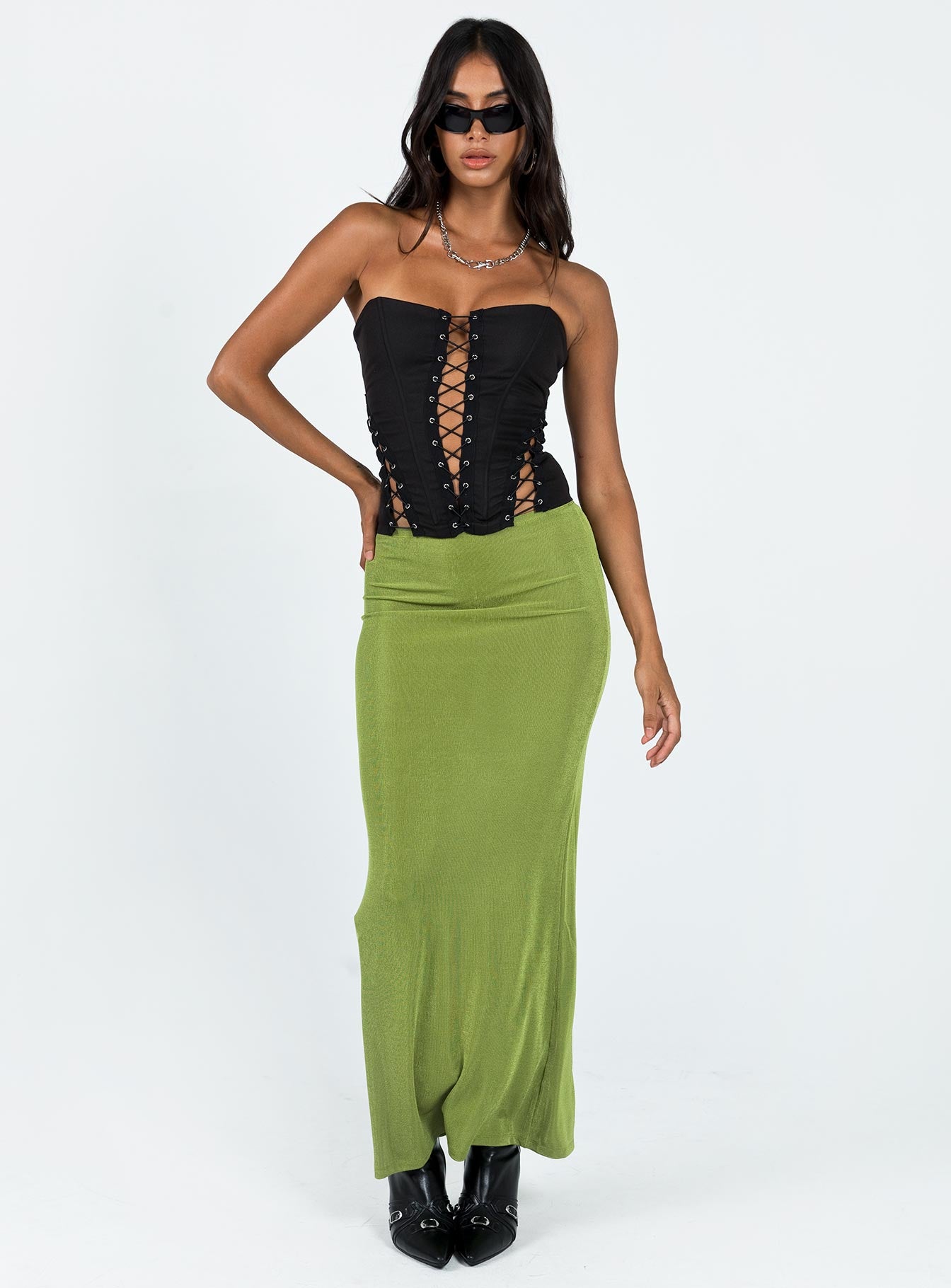 Harriette Maxi Skirt Green - Image 3