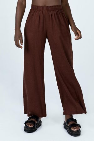Louis Linen Blend Pants Brown