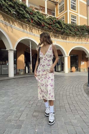 Nellie Midi Dress Yellow Floral