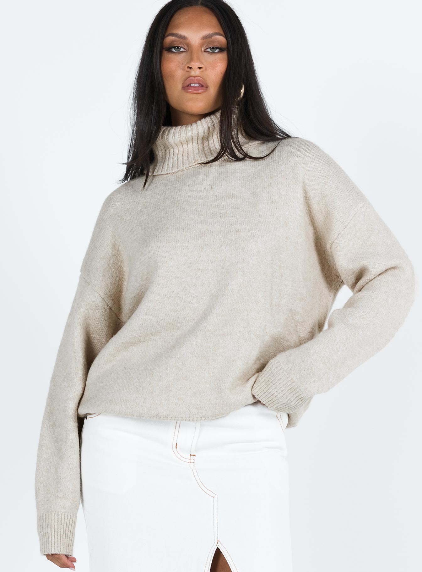 Oswin Turtleneck Sweater Oatmeal - Image 2