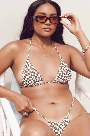 Cali Bikini Top Brown / White