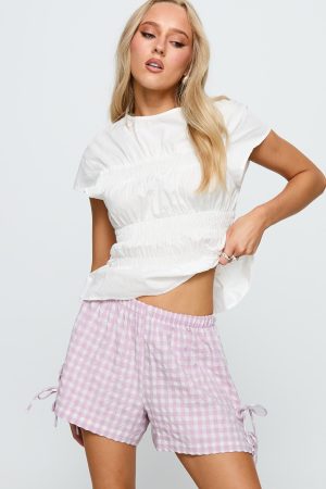 Bubbia Tie Up Shorts Purple / White