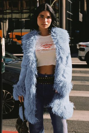 Josefina Faux Fur Detail Jacket Blue