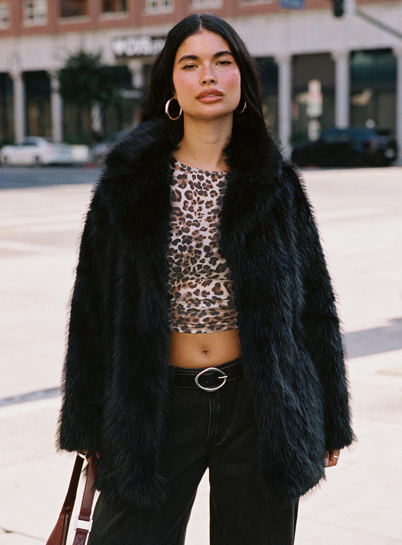 Super Trouper Faux Fur Jacket Black - Image 3