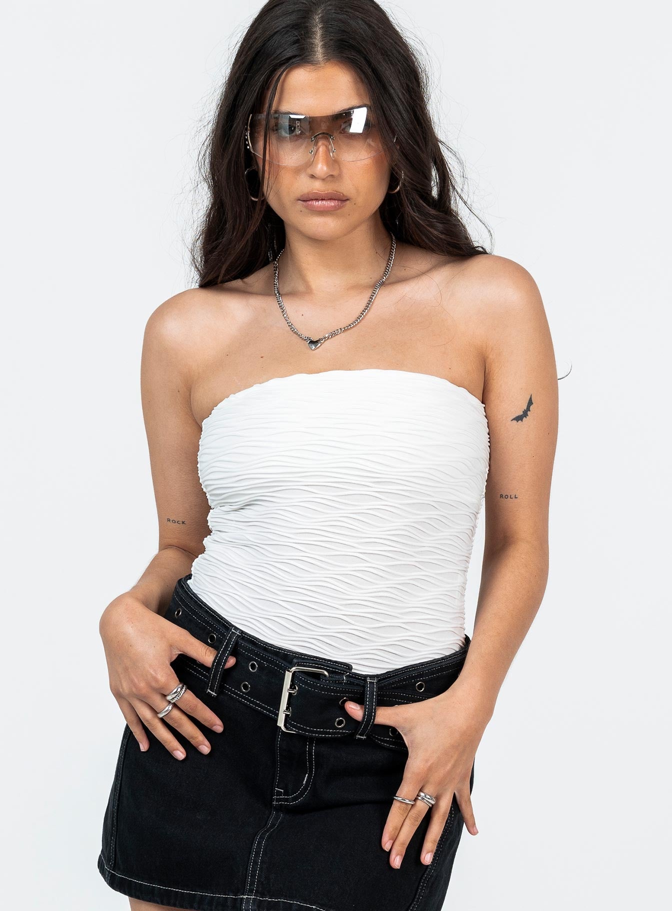 Makena Strapless Bodysuit White Petite - Image 2