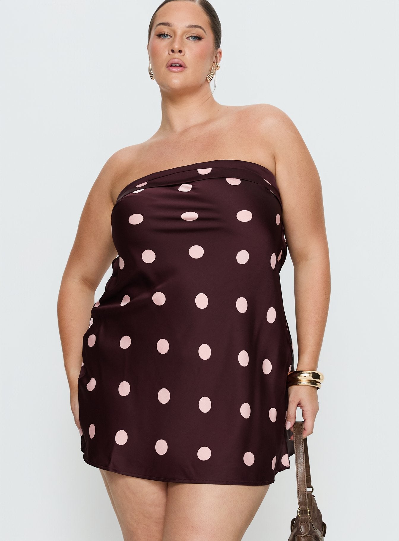 Phillipa Mini Dress Plum / Pink Polka Dot Curve - Image 2