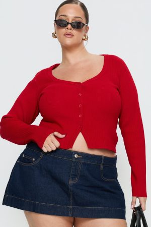 Sorenna Long Sleeve Top Red Curve